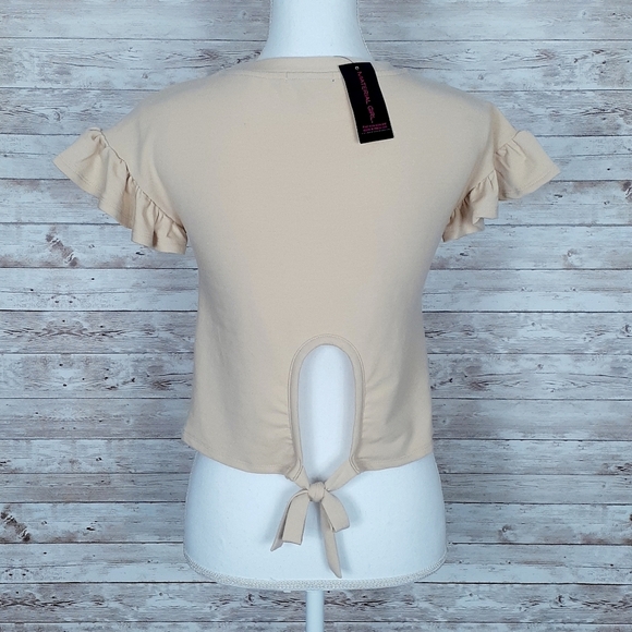Material Girl Cropped Top Ruffle Sleeve XS 260 - Picture 3 of 5